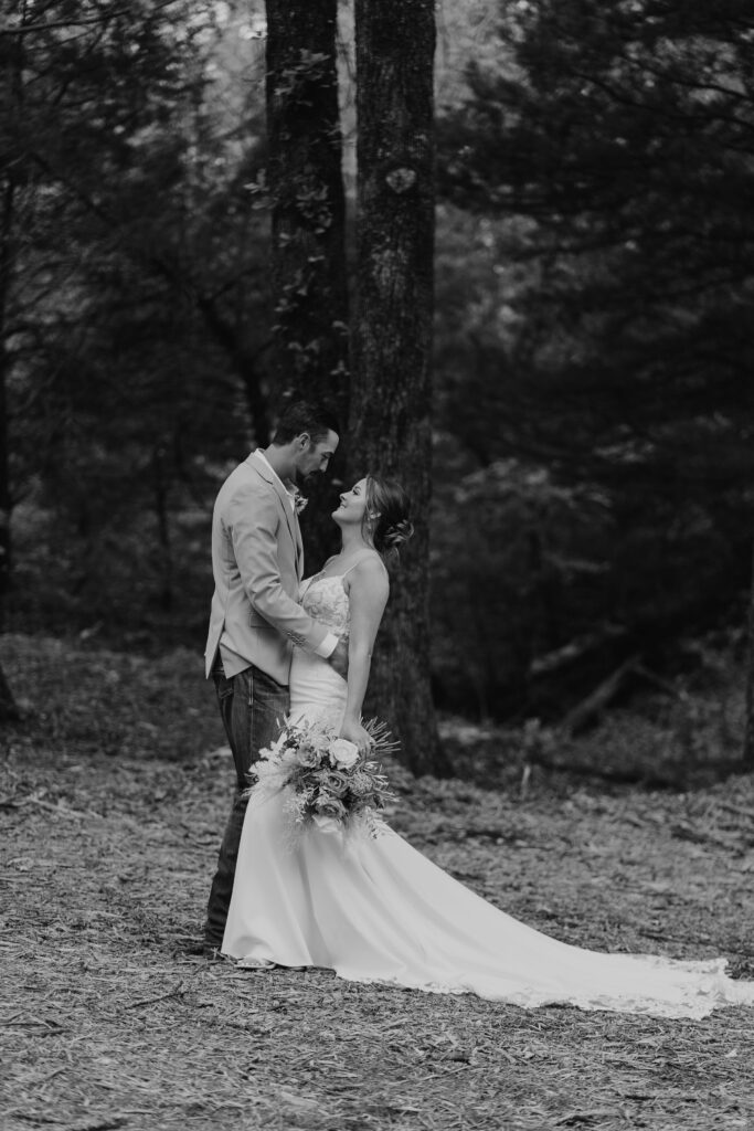 Professional wedding photo of Married couple in the woods